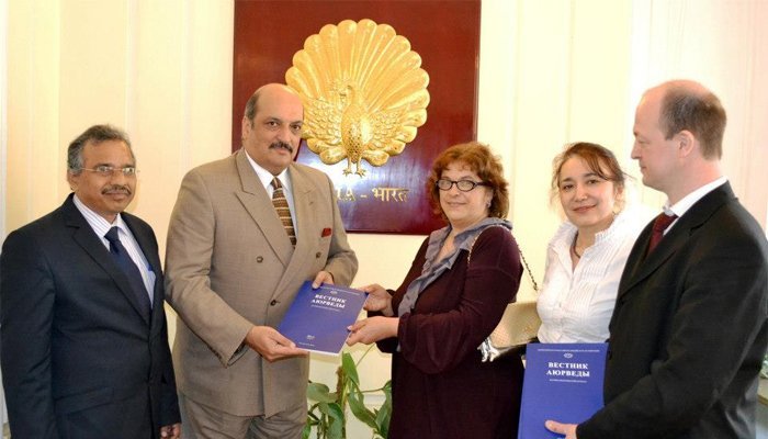 Release of the inaugural issue of Ayurveda-Vestnik at the Embassy of India, Moscow